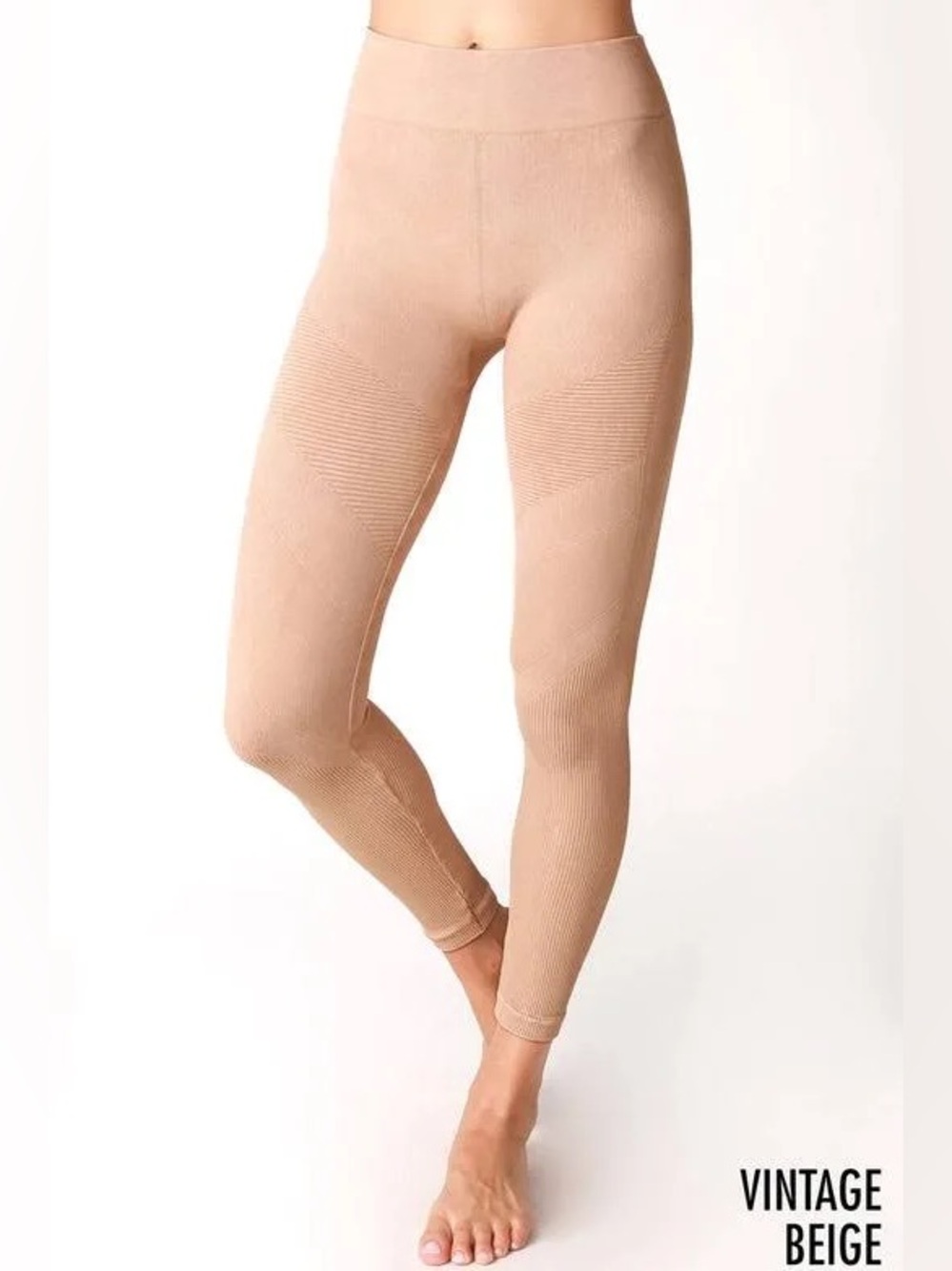 NEW Vintage Beige Wash Moto Leggings